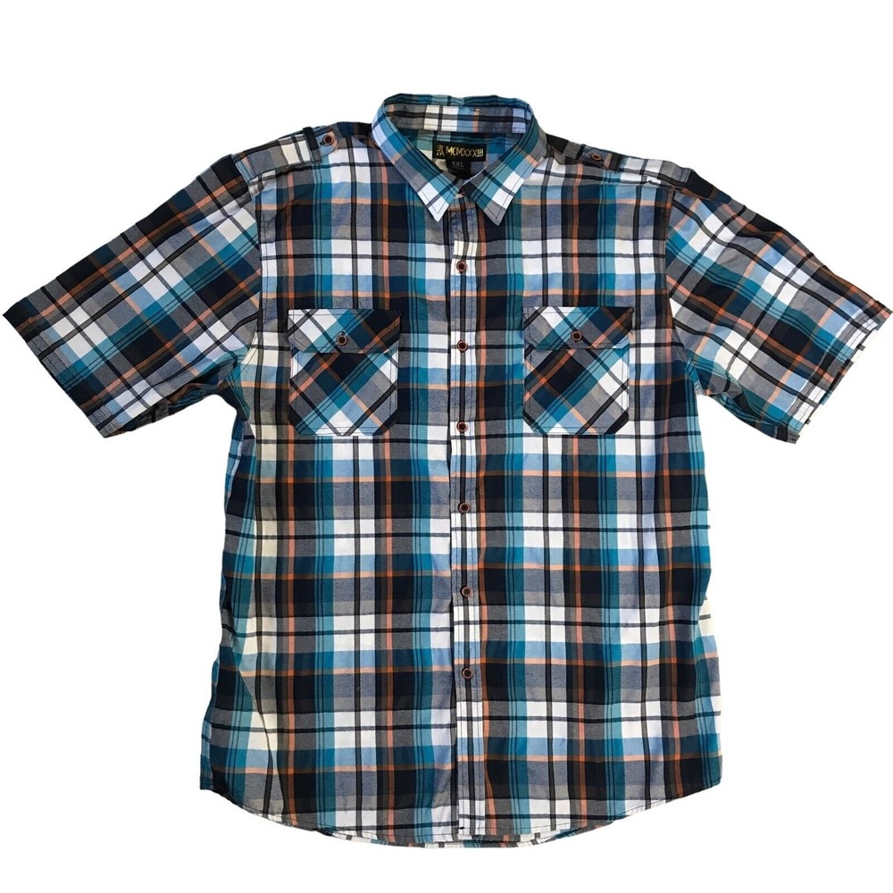 Red Ape Mens Shirt 5XL Multicolor Plaid Short Sleeve NWOT